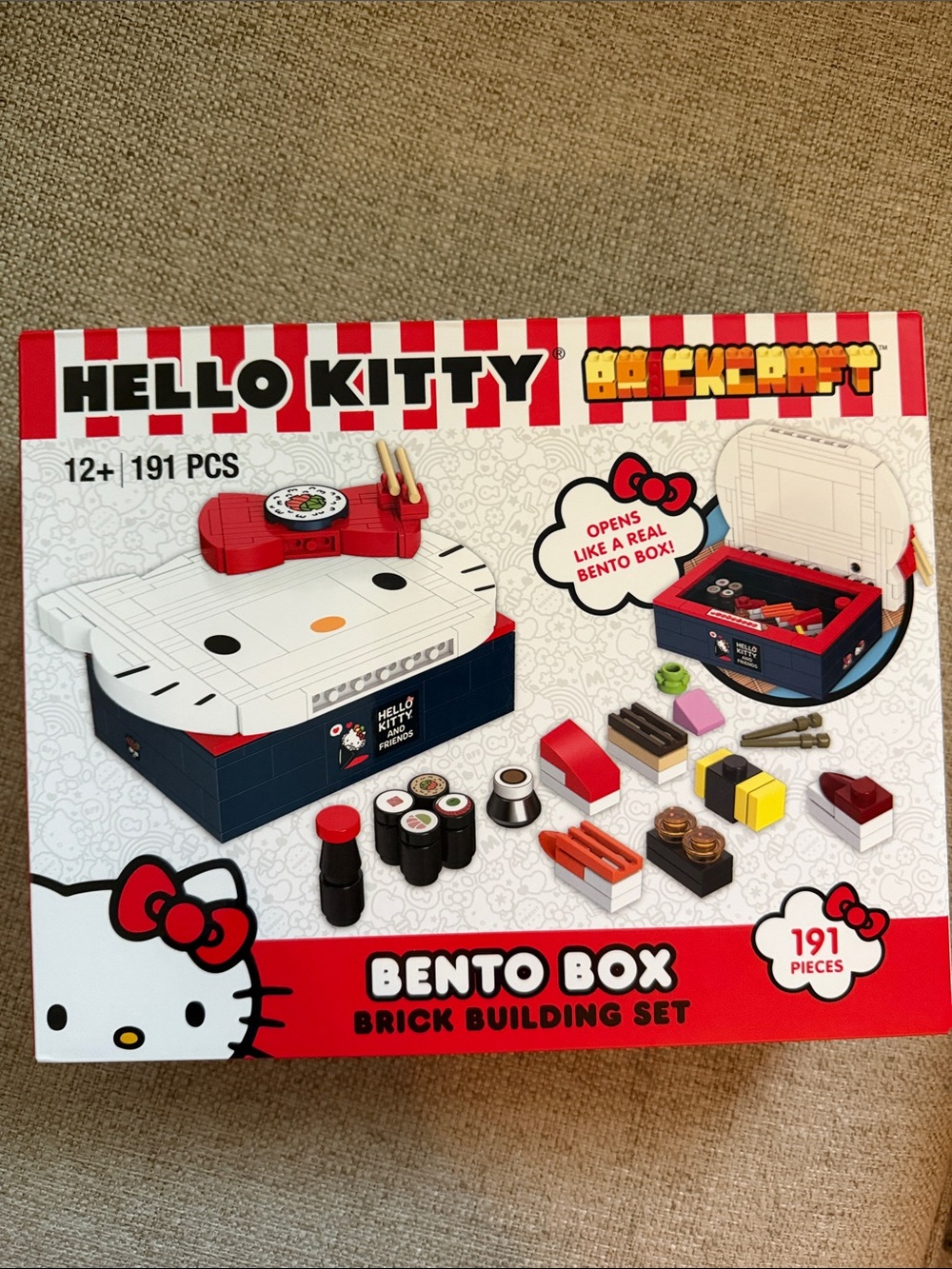 Hello Kitty Red White Navy Bento Box Brick Building Set